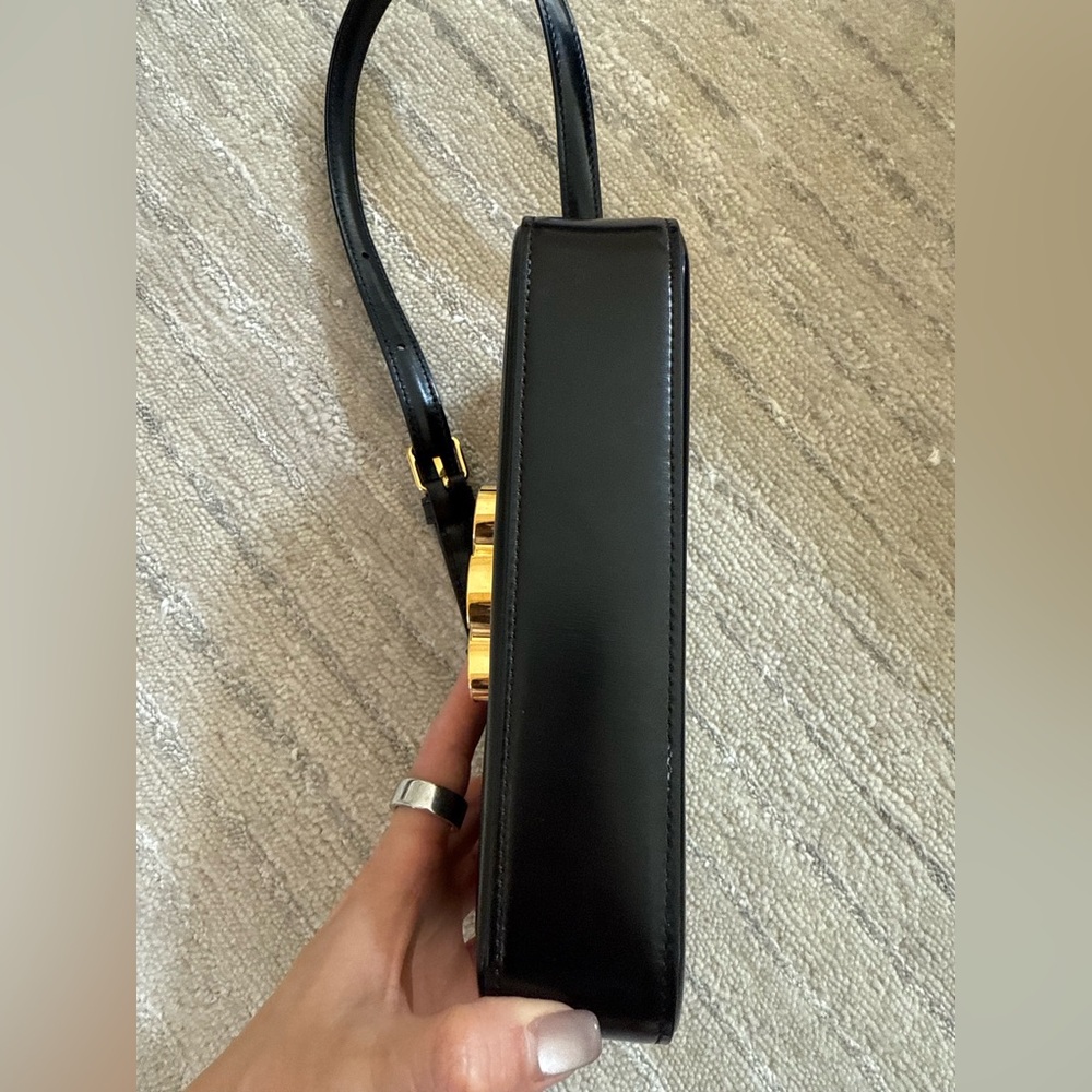 Celine Black Leather Shoulder Bag with Gold Accent - Picture 2 of 4